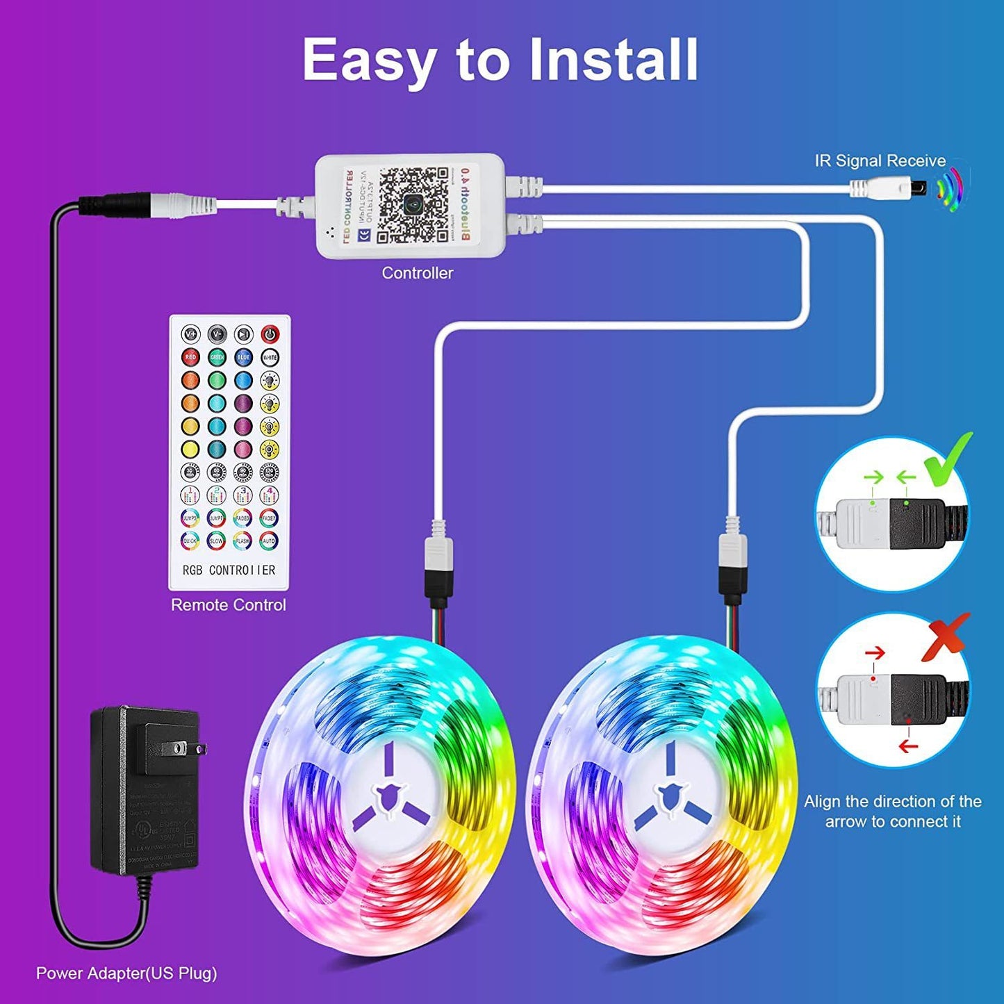 RGB Music LED Light Strip – App + Sound Sync for Room Vibes
