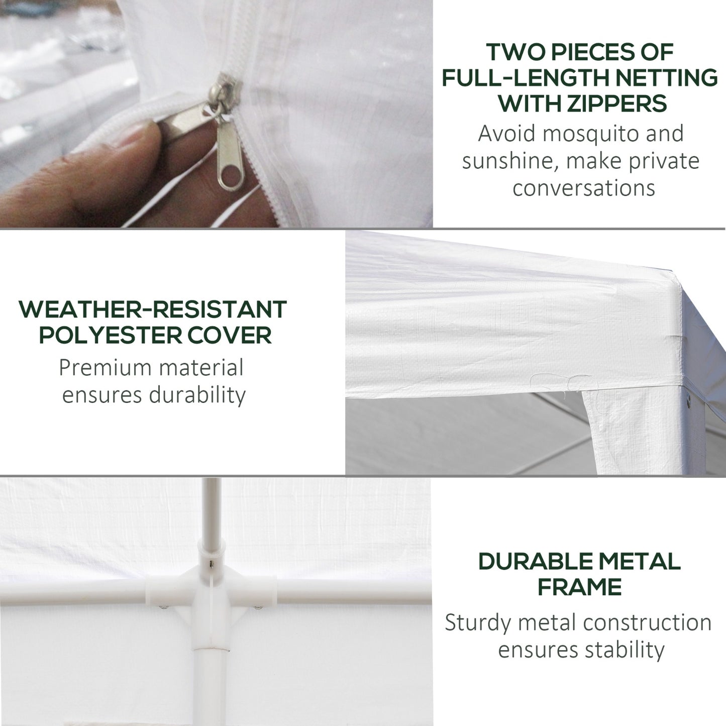 Outsunny 10' X 20' Party Tent, Outdoor Wedding Canopy & Gazebo With 6 Removable Sidewalls, Shade She