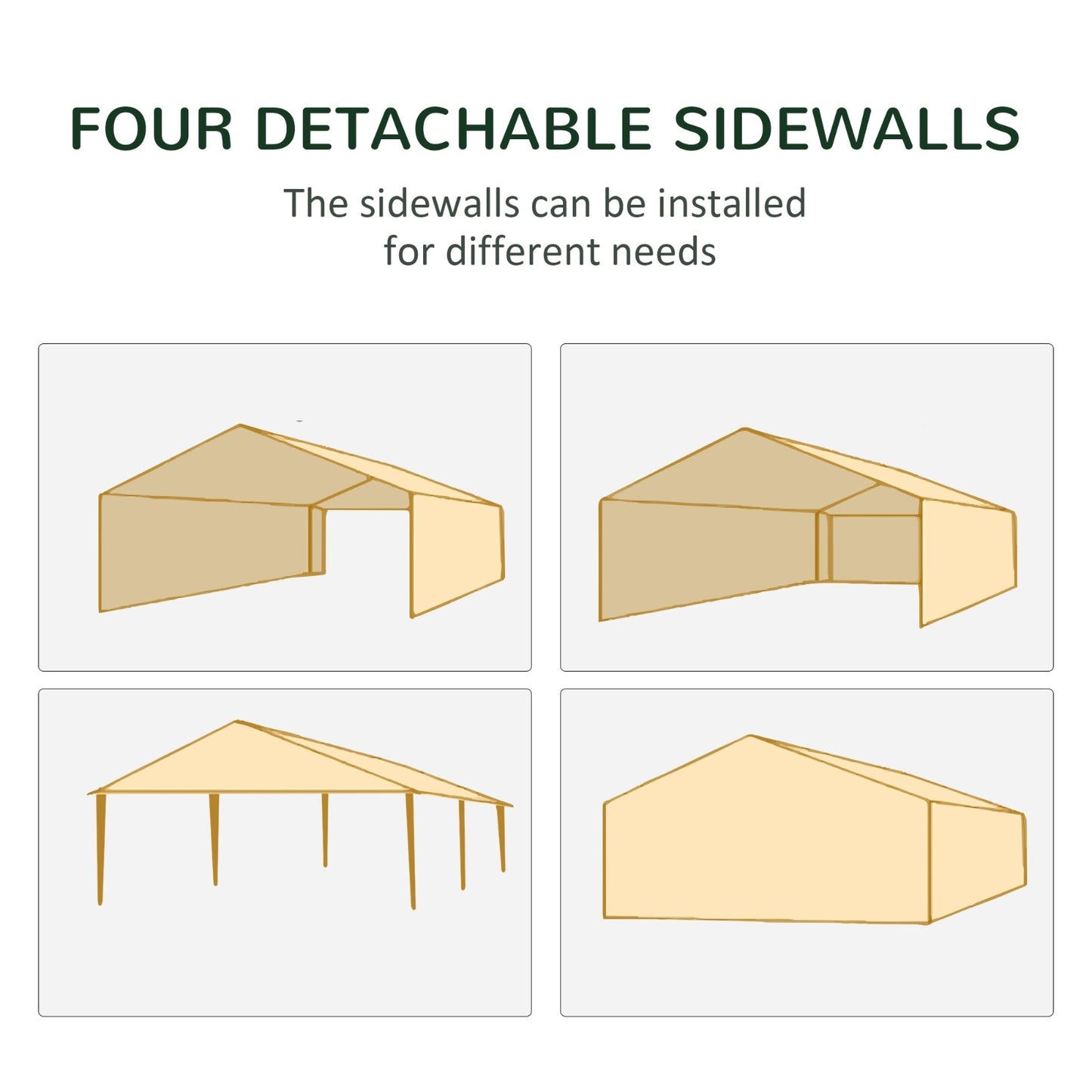 Outsunny 10' X 20' Party Tent, Outdoor Wedding Canopy & Gazebo With 6 Removable Sidewalls, Shade She