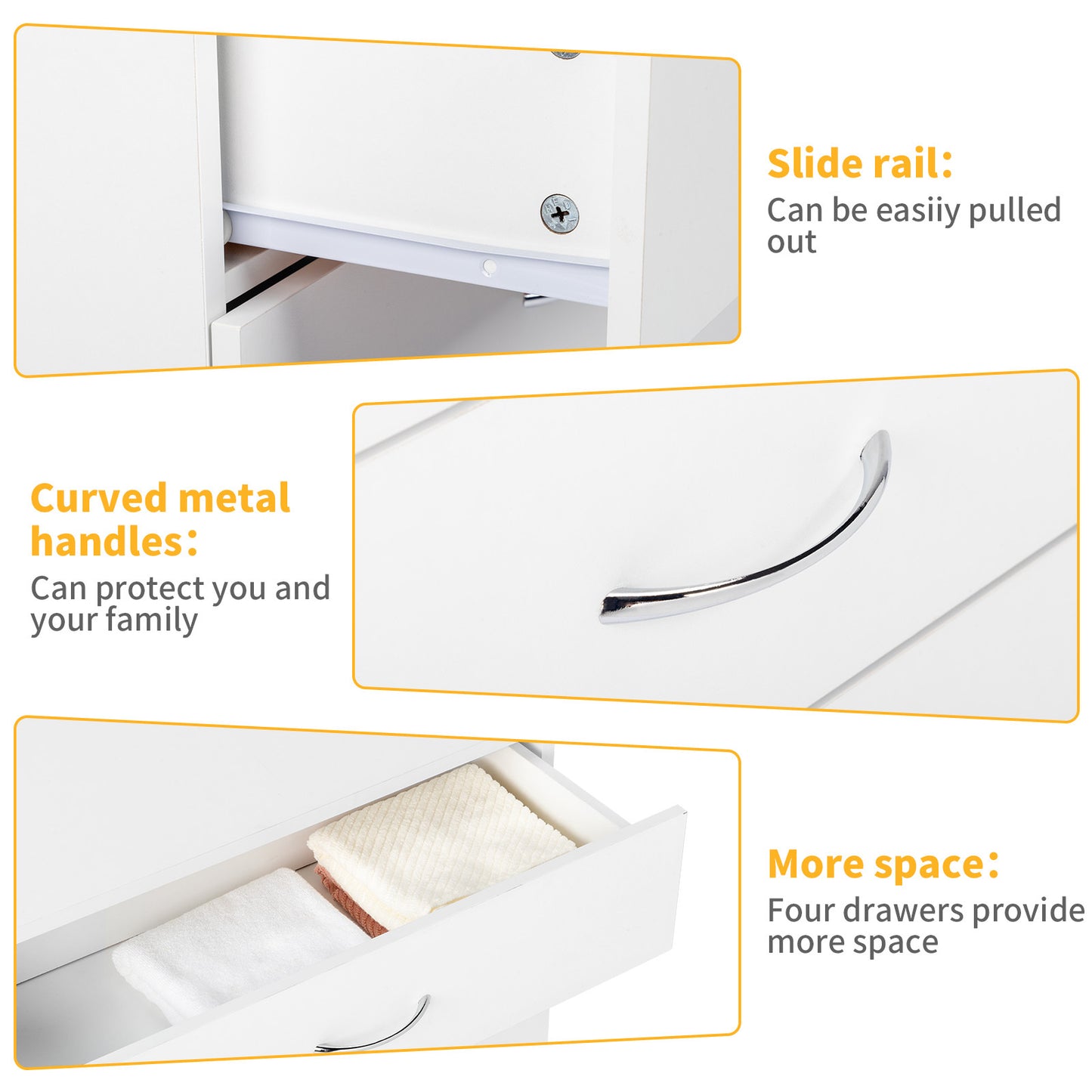 4 Drawers, 2 USB 2 Sockets, Bedside Table
