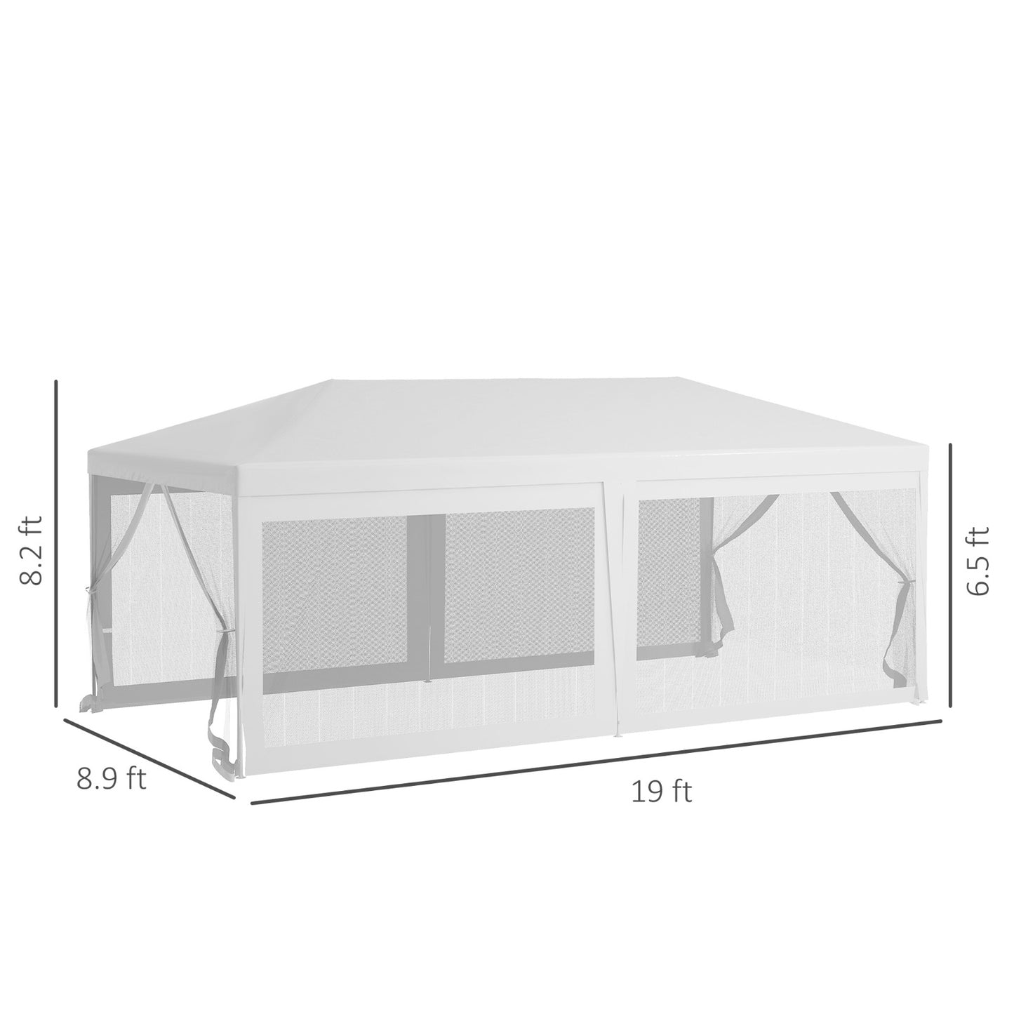 Outsunny 10' X 20' Party Tent, Outdoor Wedding Canopy & Gazebo With 6 Removable Sidewalls, Shade She