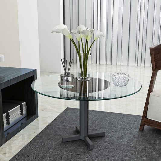 24 Round Tempered Glass Table Top, 1  4  Thick With Polished Edge