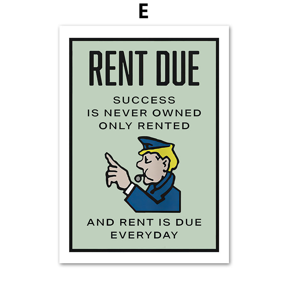 Stock Market Money Monopoly Inspirational Wall Art Canvas Painting Living Room Decor Wall Painting