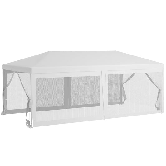 Outsunny 10' X 20' Party Tent, Outdoor Wedding Canopy & Gazebo With 6 Removable Sidewalls, Shade She
