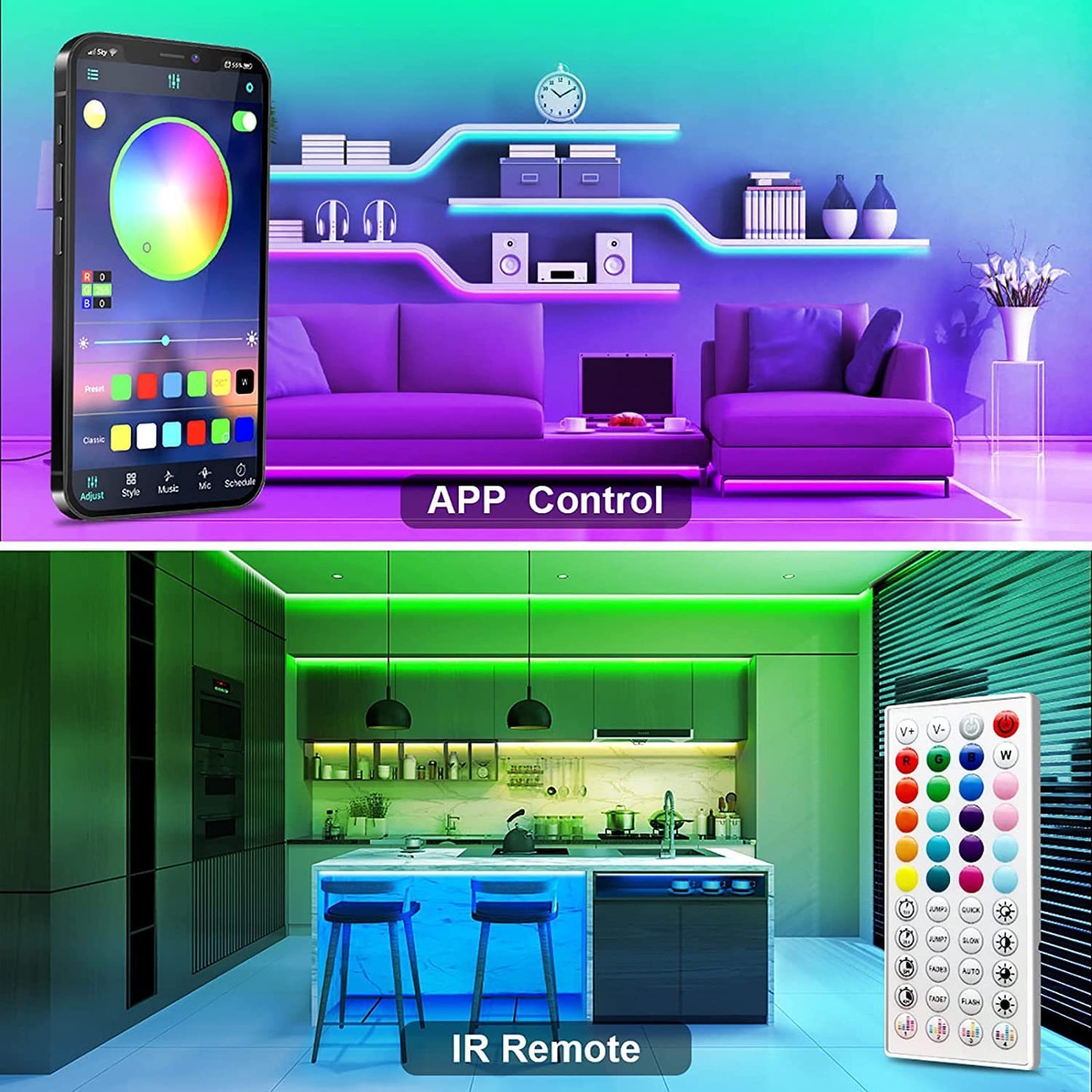 RGB Music LED Light Strip – App + Sound Sync for Room Vibes